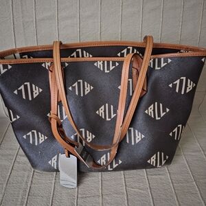 Pre-owned Lauren Ralph Lauren Brown With Logo Print Tote